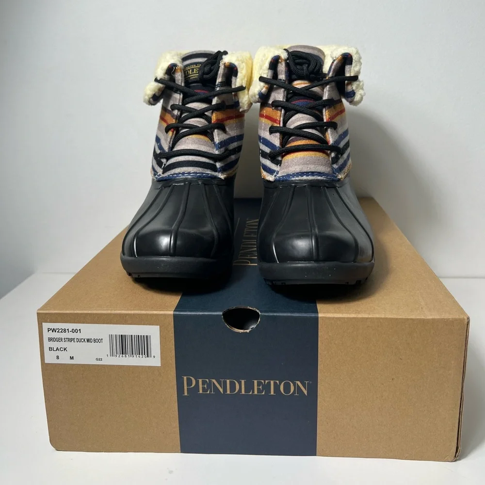 Pendleton Bridger Stripe Wool Duck Multicolor Striped Winter Rain Boots_8